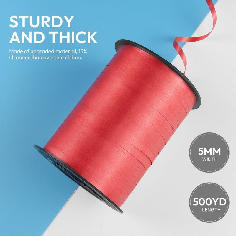 HimBen 500 Yards Curling Ribbon for Gift Wrapping, 3/16" Balloon String for Christmas Valentine Birthday Wedding Party Festival Decoration, Crafts, Flower Bouquet(Solid Red) - Image 2